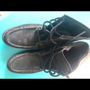 John Varvatos high top boots / moccasin black